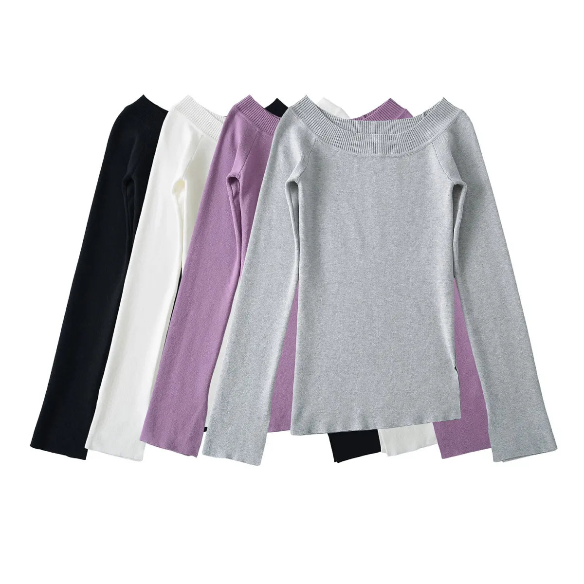 One Shoulder Slit Slanted Hem Long Sleeve Top - Sweaters - Sweater / Pullover - 1