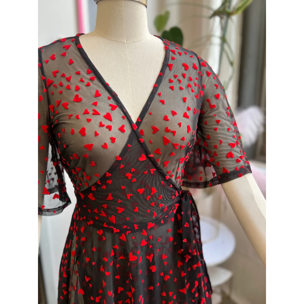 Lydia Wrap Dress in Queen of Hearts Mesh - All Dresses - Dress - 2