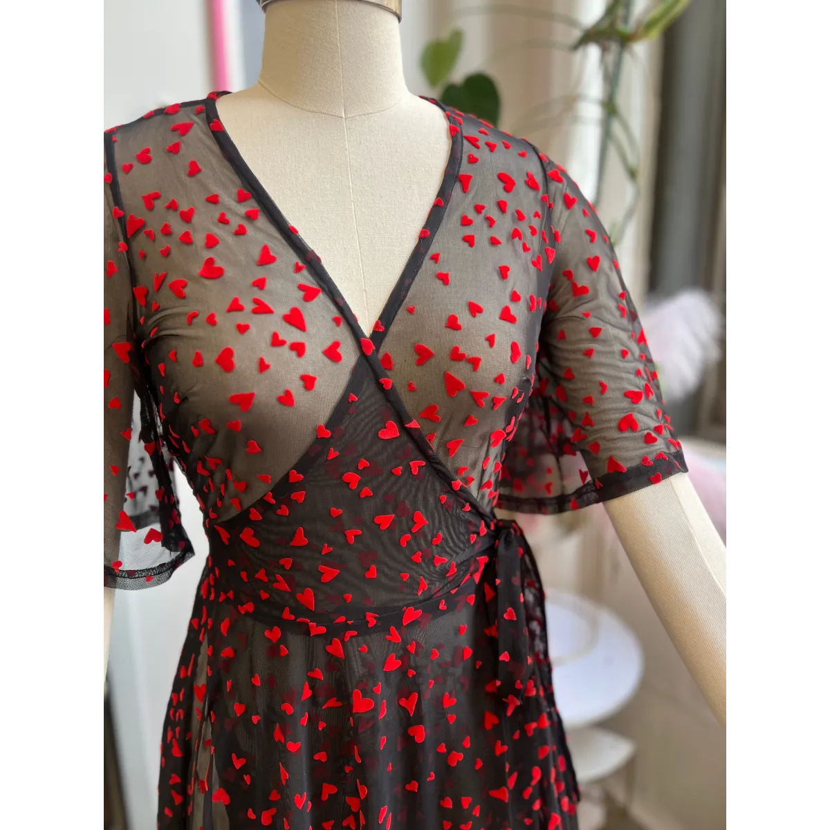 Lydia Wrap Dress in Queen of Hearts Mesh - All Dresses - Dress - 2