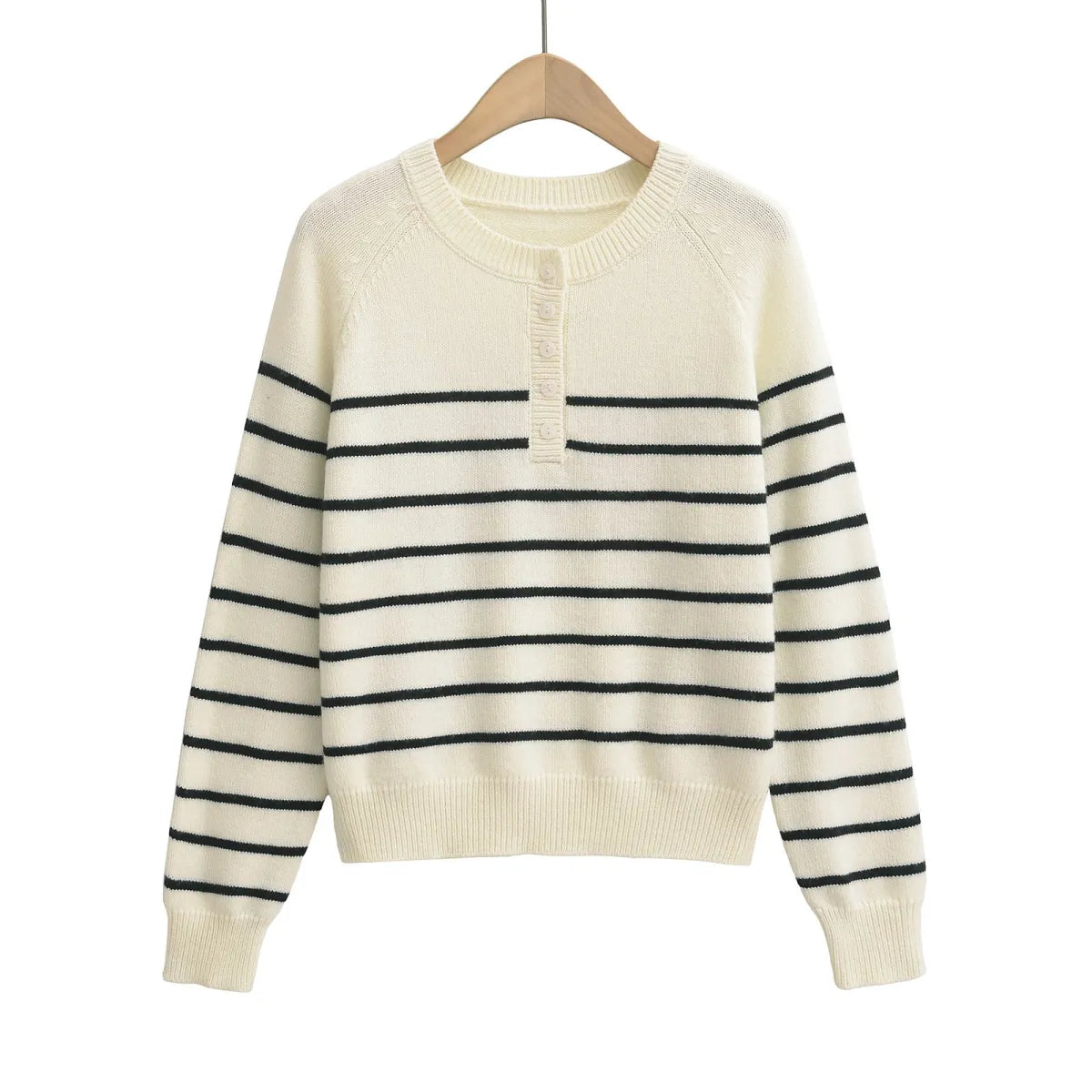 Striped Color Block Round Neck Sweater - Sweaters - Sweater / Pullover - 1