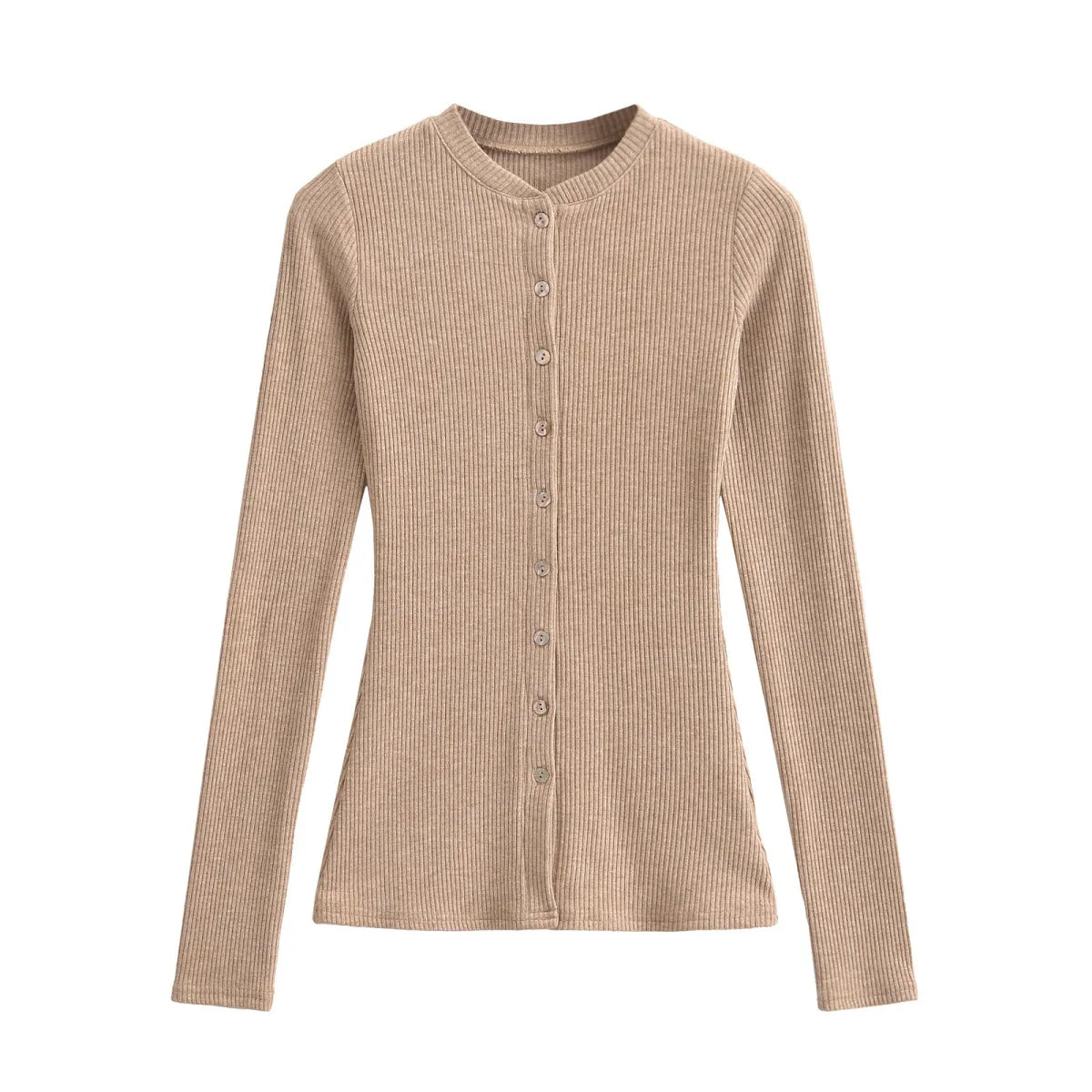 Round Neck Slim Fit Cardigan Top - Women’s Clothing & Accessories - Cardigan - 1