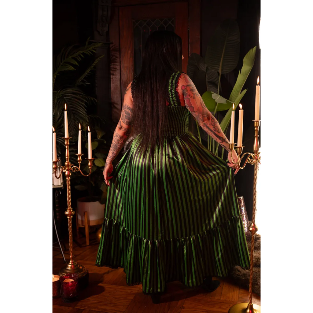Cosette Maxi Dress in Horror Green Stripe - All Dresses - Maxi Dress - 3