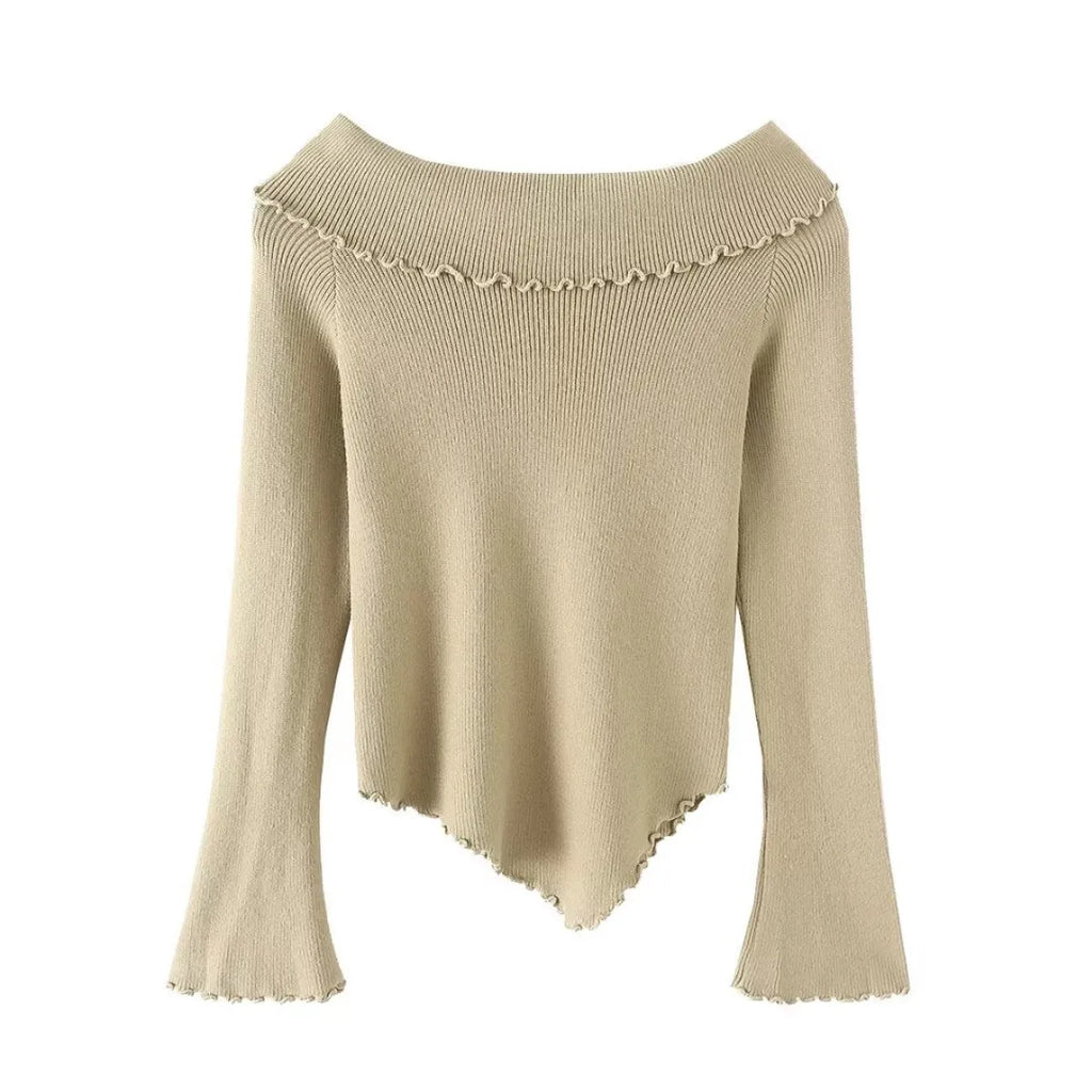 One Shoulder Long Sleeve Sweater - Sweaters - Sweater / Pullover - 1