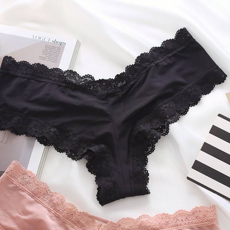 Satin Lace Panties - Kawaii Stop - Black, Bow, Brazilian, Briefs, Brown, Cotton, Cute, Fashion, Intimates, Low-Rise, Modal, Navy, Panties, Pink, Satin, Sexy, Sexy Lingerie, Sexy Products, Solid, Solid Briefs, Underwear, Wine Red, Women's