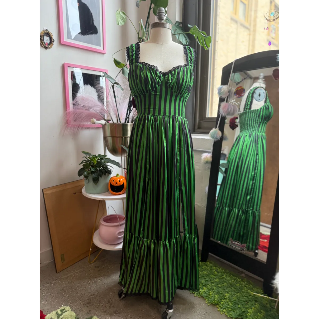Cosette Maxi Dress in Horror Green Stripe - All Dresses - Maxi Dress - 4