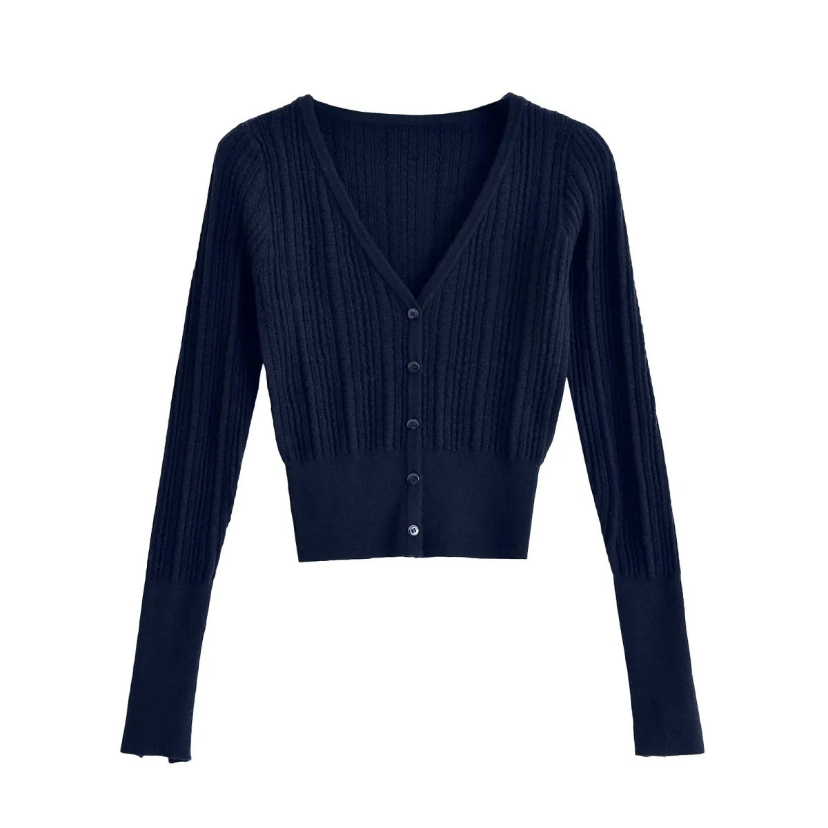 Slim Fit V-Neck Long Sleeve Top - Blouses & Shirts - Blouse - 1