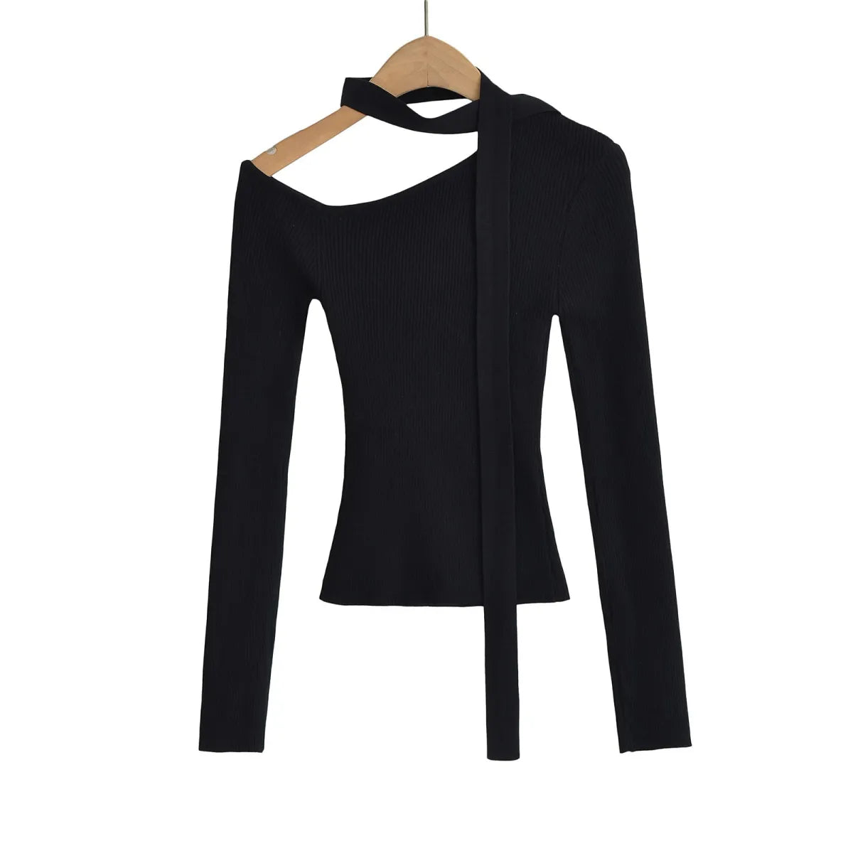 Asymmetrical Off Shoulder Long Sleeve Top - Blouses & Shirts - Blouse - 1