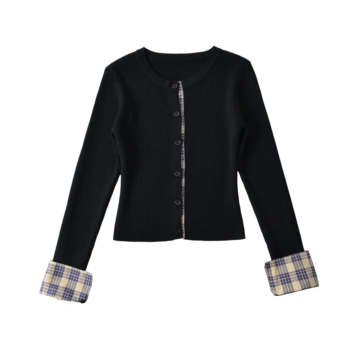 Color Block Round Neck Cardigan - Women’s Clothing & Accessories - Cardigan - 1