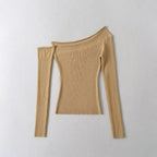 Asymmetrical Off Shoulder Long Sleeve Top - Blouses & Shirts - Blouse - 3