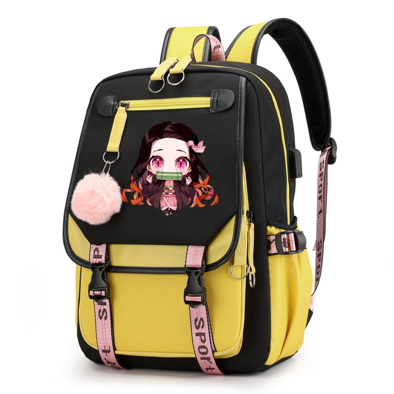 Demon Slayer Nezuko Backpack - Kawaii Stop - Adults, Anime, Backpack, Backpacks, Bookbags, Cartoon, Daily, Demon Slayer, Girls, Kawaii, Large Capacity, Manga, Nezuko, School Bag, To Travel, Women Bags &amp; Wallets
