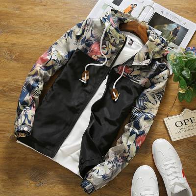 Autumn Floral Hooded Jacket - Kawaii Stop - Down Jackets, Fashion, Men's Clothing &amp; Accessories, Men's Jackets, Men's Jackets &amp; Coats, Windbreaker