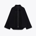 Black Zip-Up Flip Collar Jacket - Jackets & Coats - Jacket - 1