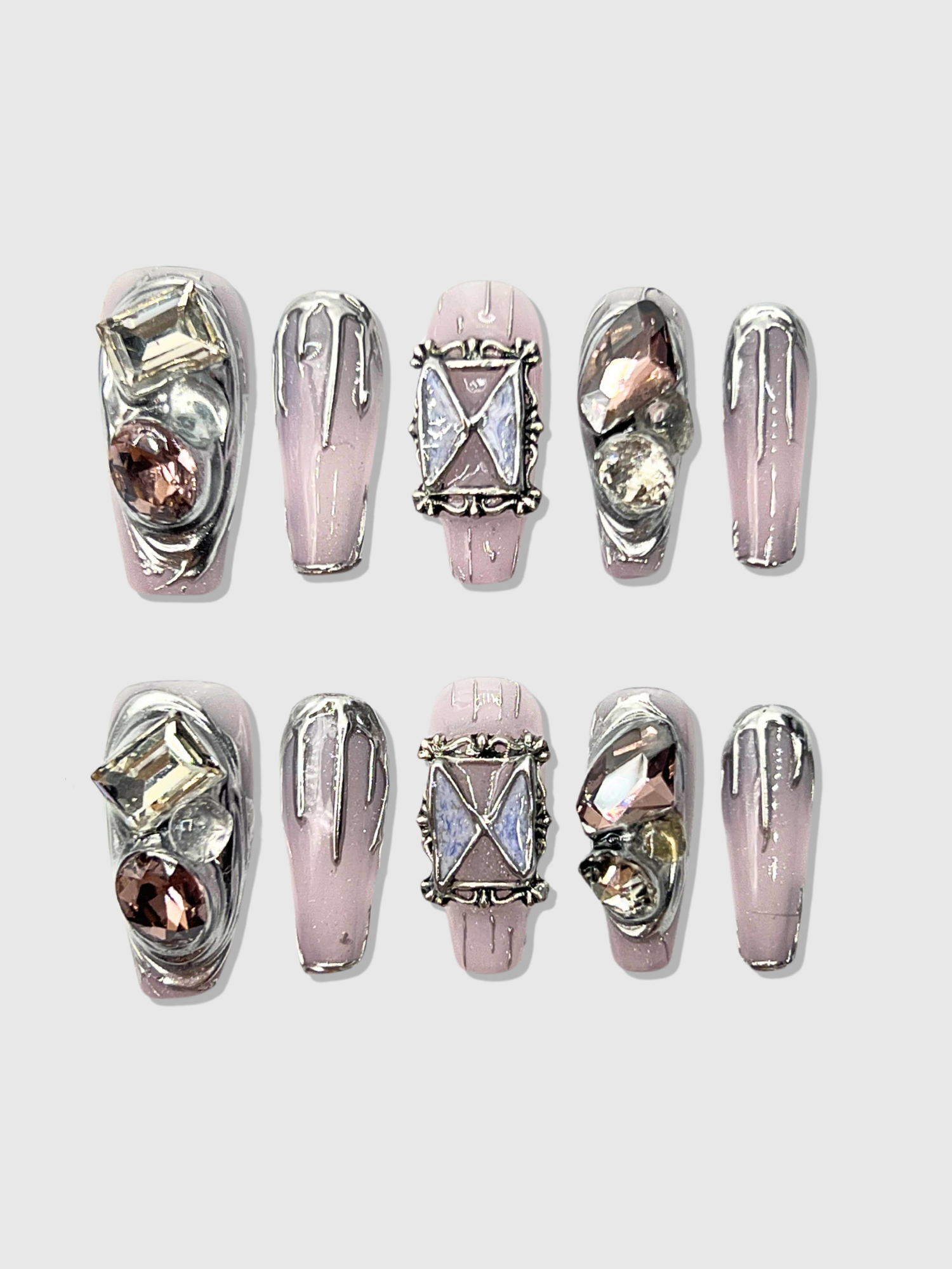 Butterfly Trap 3D Gemstone Press-On Nails