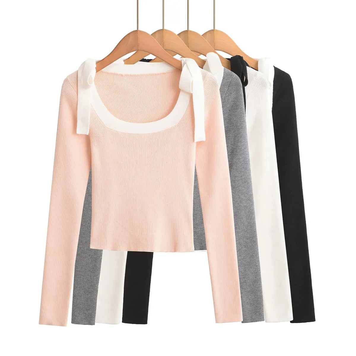 Square Neck Butterfly Bow Ribbon Sweater - Sweaters - Sweater / Pullover - 1