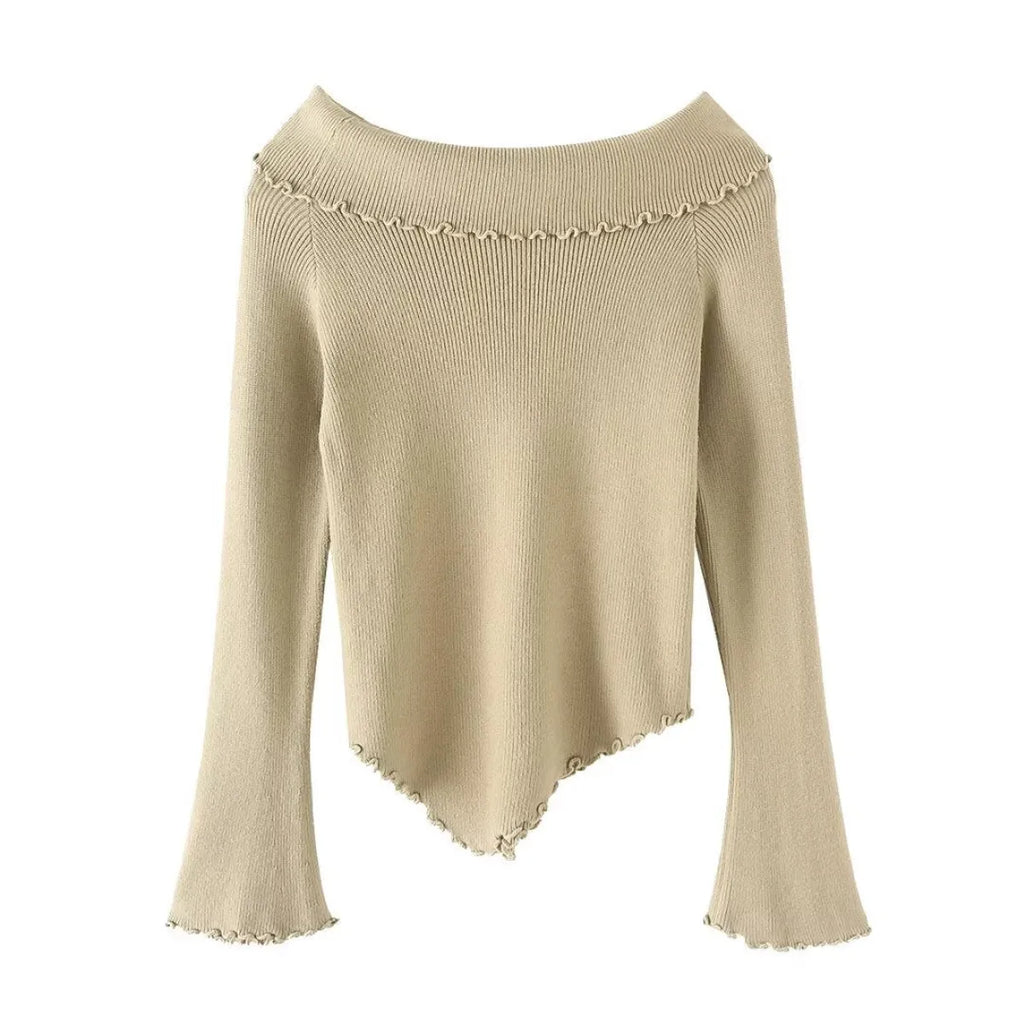 One Shoulder Long Sleeve Sweater - Sweaters - Sweater / Pullover - 2