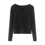 Single-Breasted Flip Collar Sweater - Sweaters - Sweater / Pullover - 2