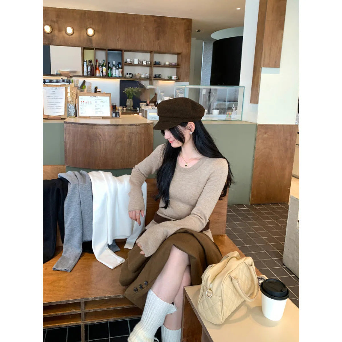 U-Neck Wool Blend Knit Sweater - Sweaters - Sweater / Pullover - 3