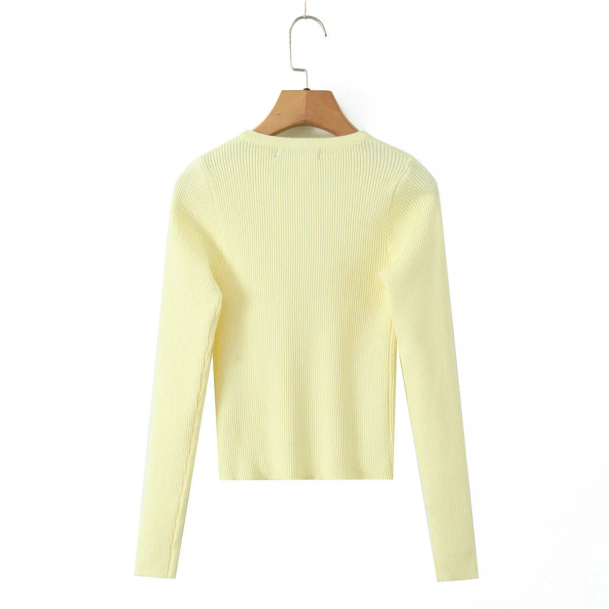 Round Neck Single Breasted Long Sleeve Top - Blouses & Shirts - Blouse - 1