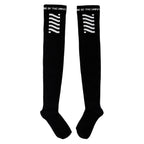 Black Logo Grip Thigh High Socks