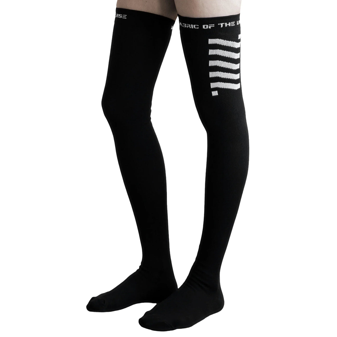 Black Logo Grip Thigh High Socks