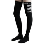 Black Logo Grip Thigh High Socks