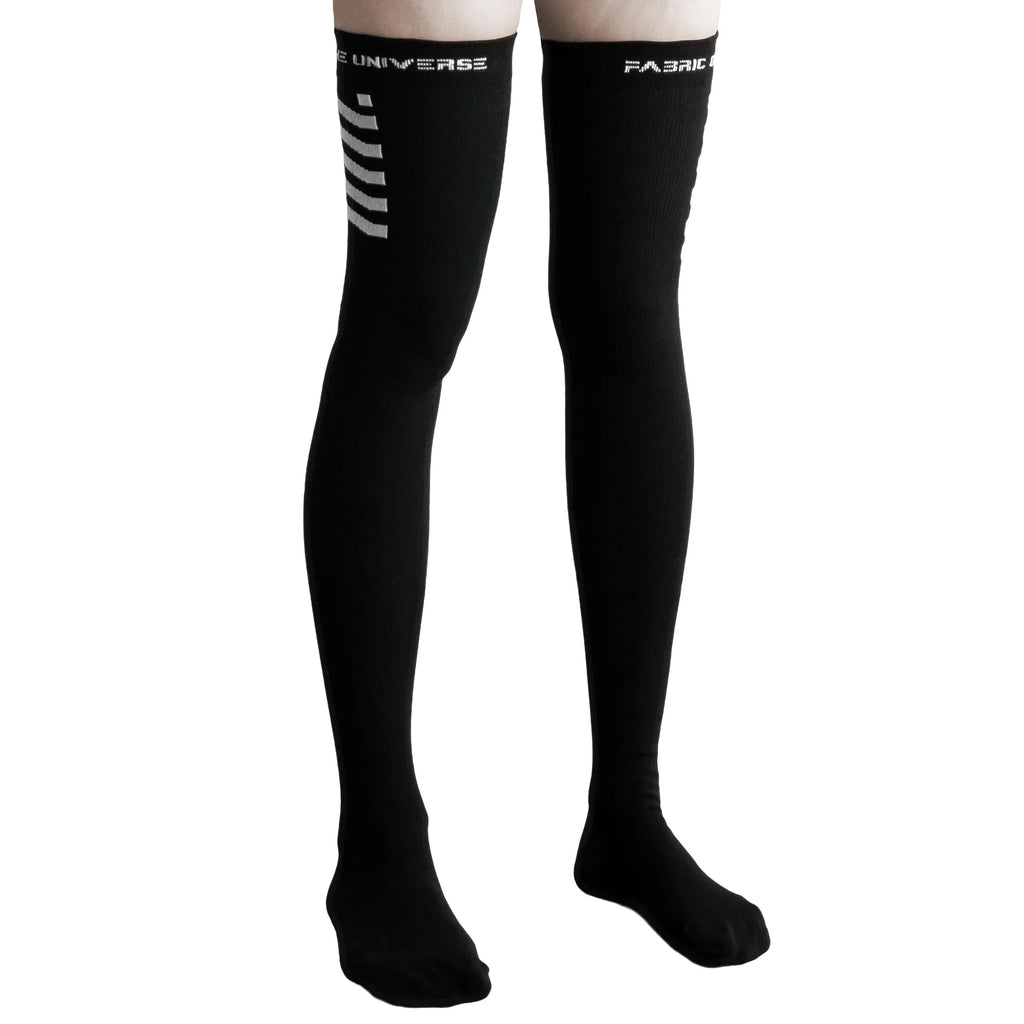 Black Logo Grip Thigh High Socks