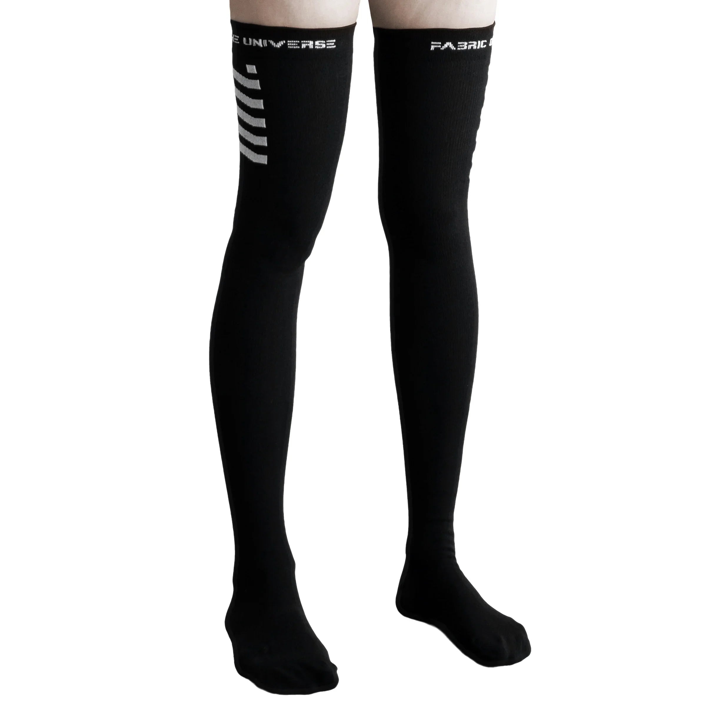 Black Logo Grip Thigh High Socks