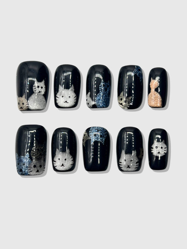 Cat Lady Glitter Press-On Nails