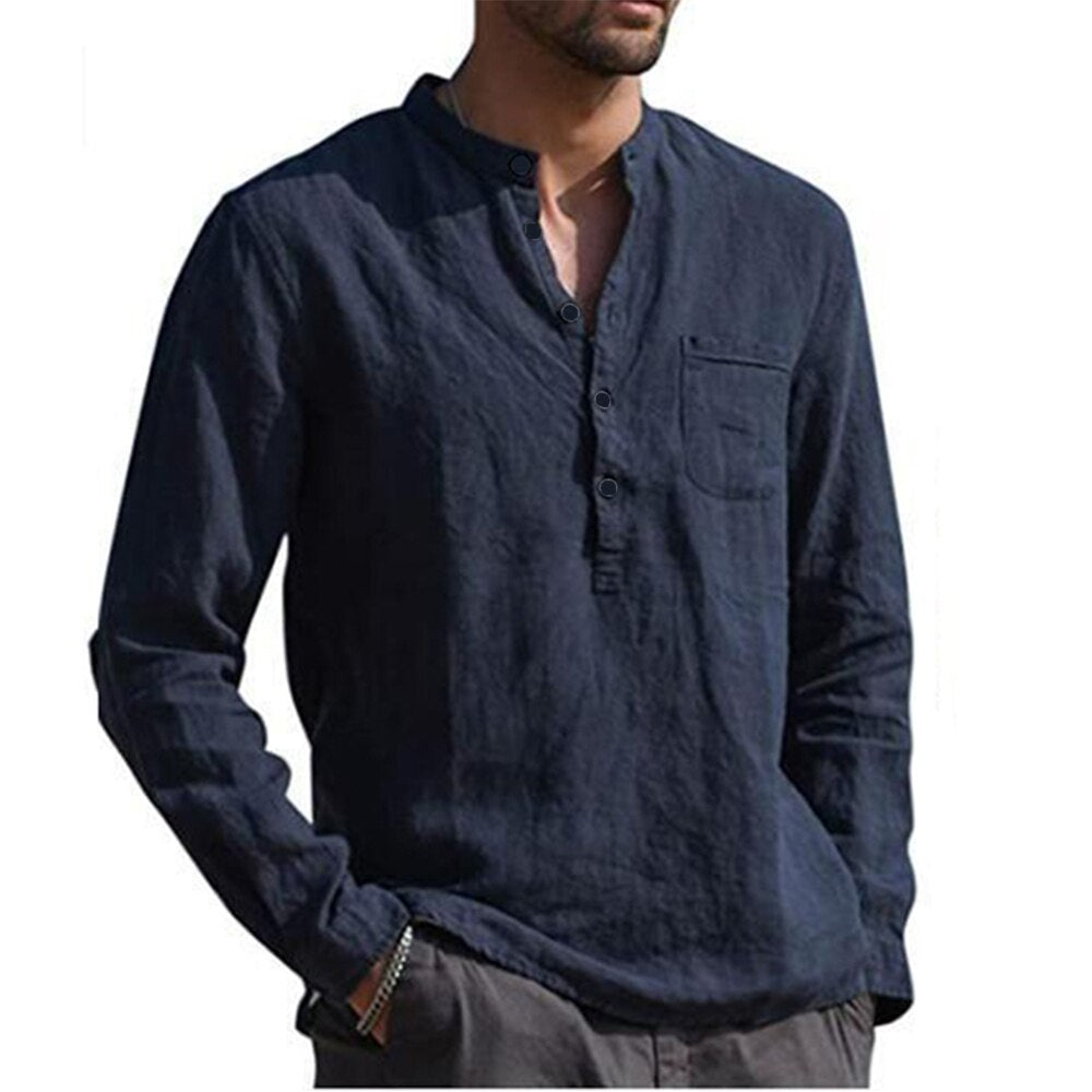 Casual Beach Style Linen Shirt - Dark Blue / S / Nearest Warehouse - T-Shirts - Shirts & Tops - 11 - 2024