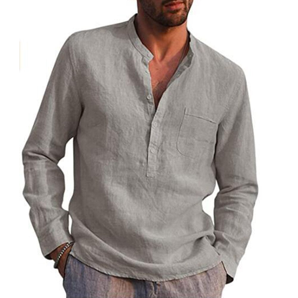 Casual Beach Style Linen Shirt - Gray / S / Nearest Warehouse - T-Shirts - Shirts & Tops - 7 - 2024