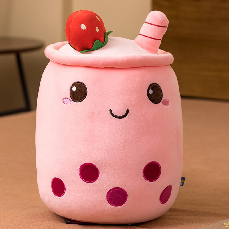 Boba Milk Tea Plushies - Kawaii Stop - Apple, Balls, Boba, Bubo, Cup, Cushion, Cute, Hug, Milk, Pillow, Pink, Plushie, Plushies, Soft, Strawberry, Stuffed, Taste, Tea, Toy, Toys