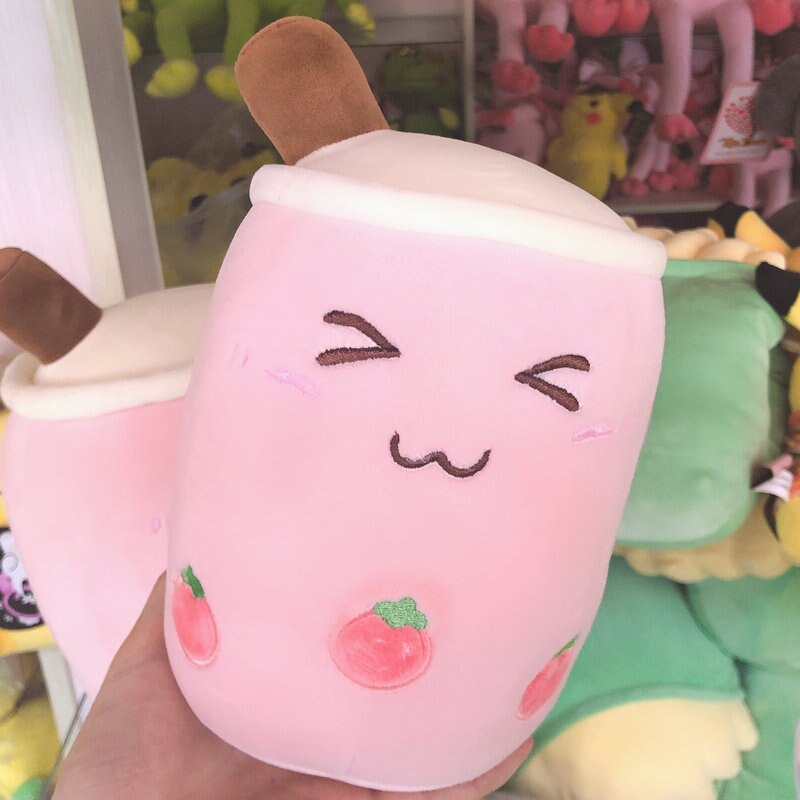 Boba Milk Tea Plushies - Kawaii Stop - Apple, Balls, Boba, Bubo, Cup, Cushion, Cute, Hug, Milk, Pillow, Pink, Plushie, Plushies, Soft, Strawberry, Stuffed, Taste, Tea, Toy, Toys