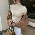 Cable Knit Half High Neck Slim Fit Sweater - Sweaters - Sweater / Pullover - 3