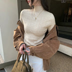 Cable Knit Half High Neck Slim Fit Sweater - Sweaters - Sweater / Pullover - 3