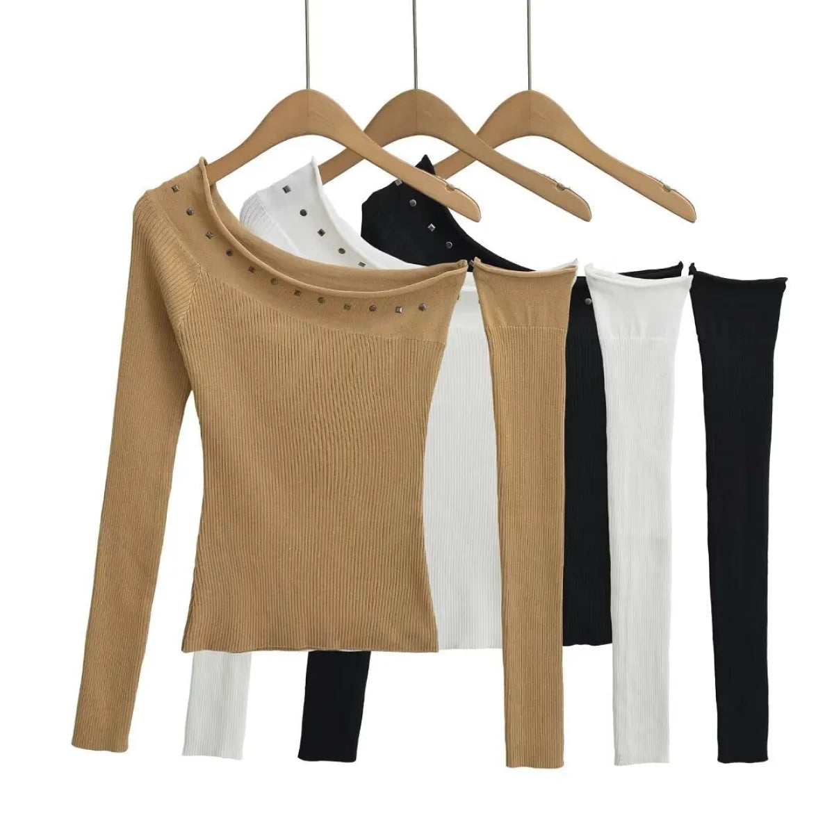 Asymmetrical Off Shoulder Long Sleeve Top - Blouses & Shirts - Blouse - 1