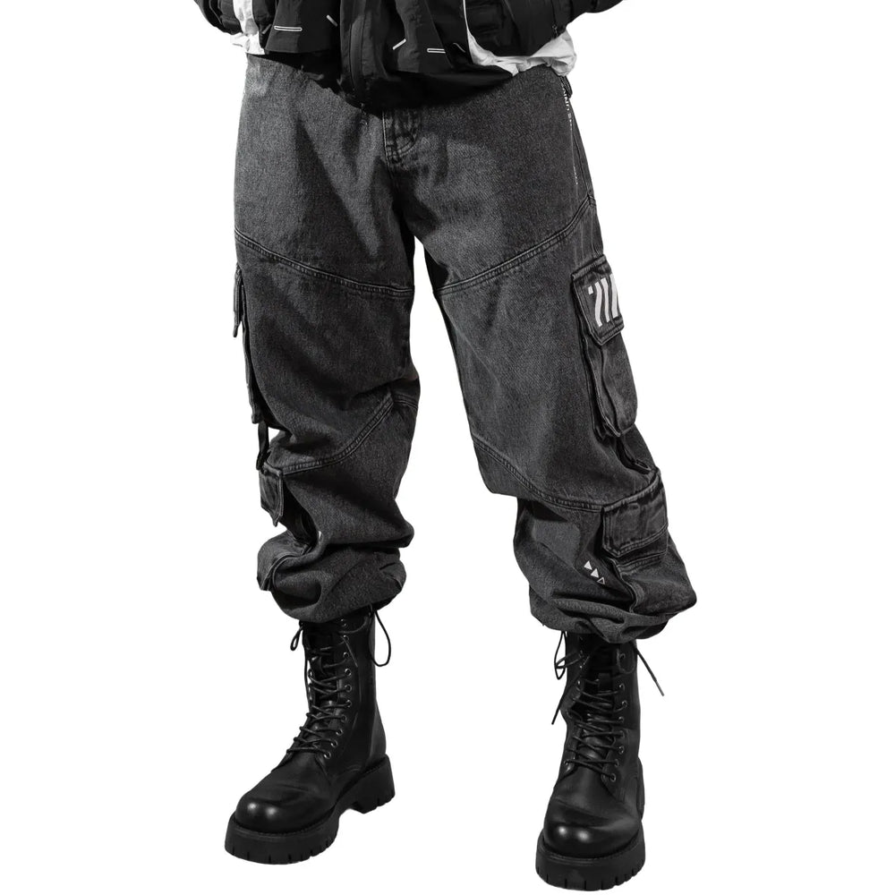 DJ-Type 001A Charcoal Denim Cargo Pants - Bottoms - Cargo Pants - 1