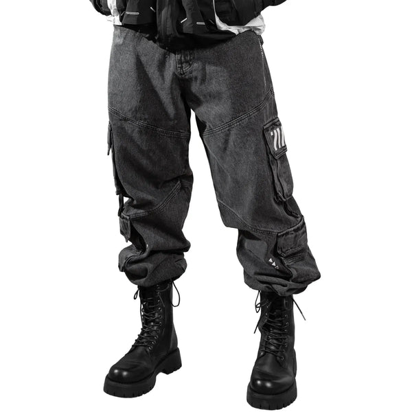 DJ-Type 001A Charcoal Denim Cargo Pants - Bottoms - Cargo Pants - 1