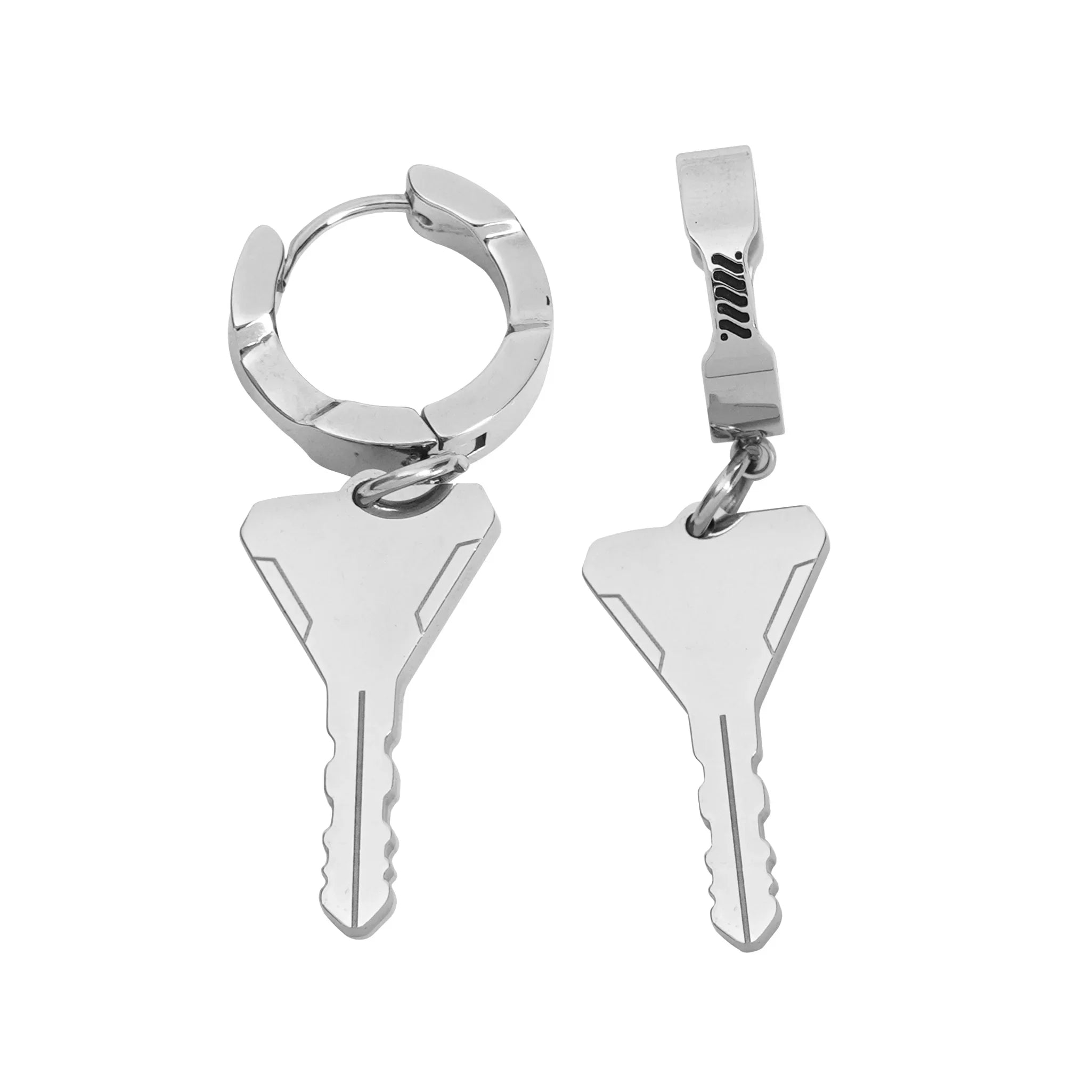 FBRC Stainless Steel Key Hoop Earrings