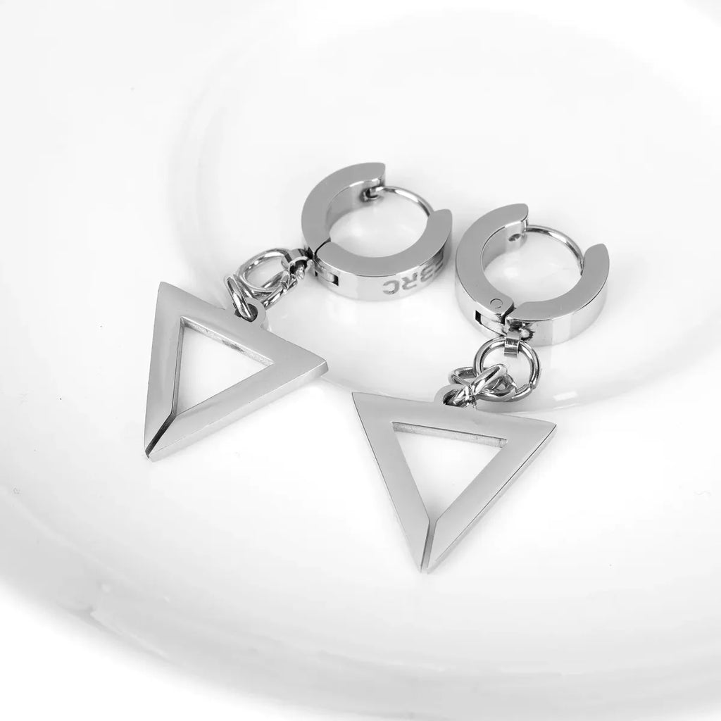 TR-08 Stainless Steel Triangle Earrings - T-Shirts - Earrings - 3