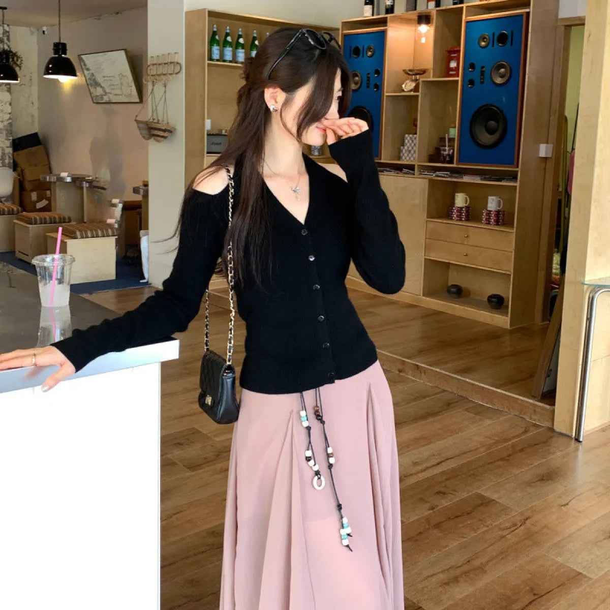 Chic Off-Shoulder Long Sleeve Knit Top - Tops - Sweater / Pullover - 5