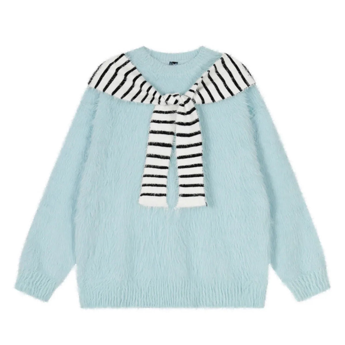Oversized Stripe Checkered Poncho Sweater - Sweaters - Sweater / Pullover - 1
