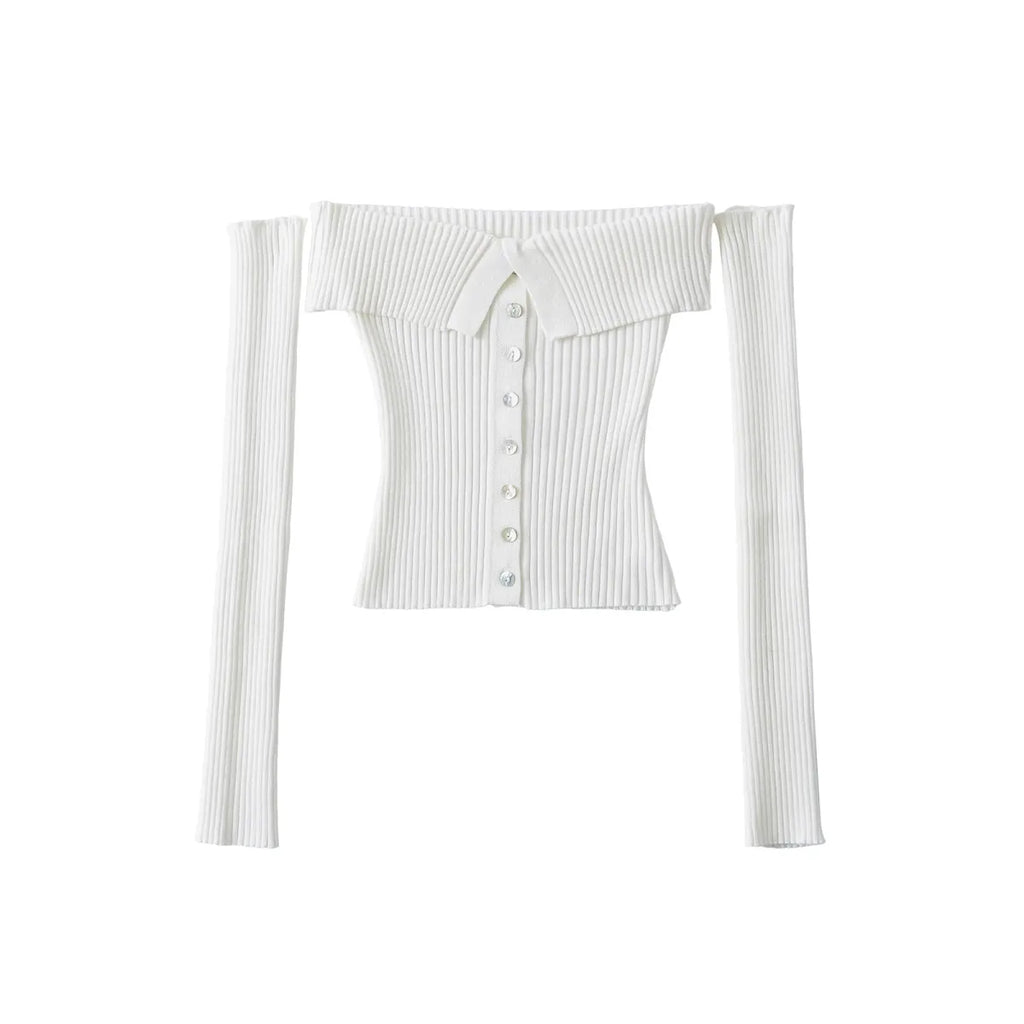 One-Shoulder Slim Fit Long Sleeve Top - T-Shirts - T-Shirt - 2