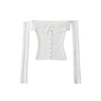 One-Shoulder Slim Fit Long Sleeve Top - T-Shirts - T-Shirt - 2