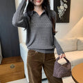 High Neck Knit Sweater With Flip Collar - Sweaters - Sweater / Pullover - 1