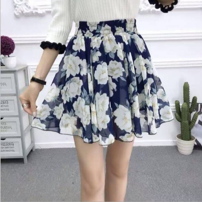 Floral Mini Skirt - Kawaii Stop - Adorable, Bottoms, Chiffon, Cute, Fashion, Floral, Harajuku, Japanese, Kawaii, Korean, Mini, Pleated, Skirt, Skirts, Women's Clothing &amp; Accessories