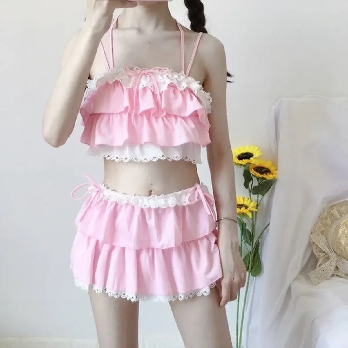 Kawaii High Waist Patchwork Bikini Set - Women’s Clothing & Accessories - Swimsuit / Bikini / One-Piece Swimwear - 1