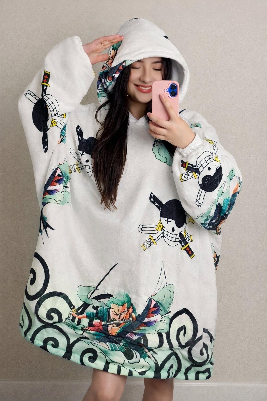 Zoro One Piece Sherpa Wearable Blanket Hoodie