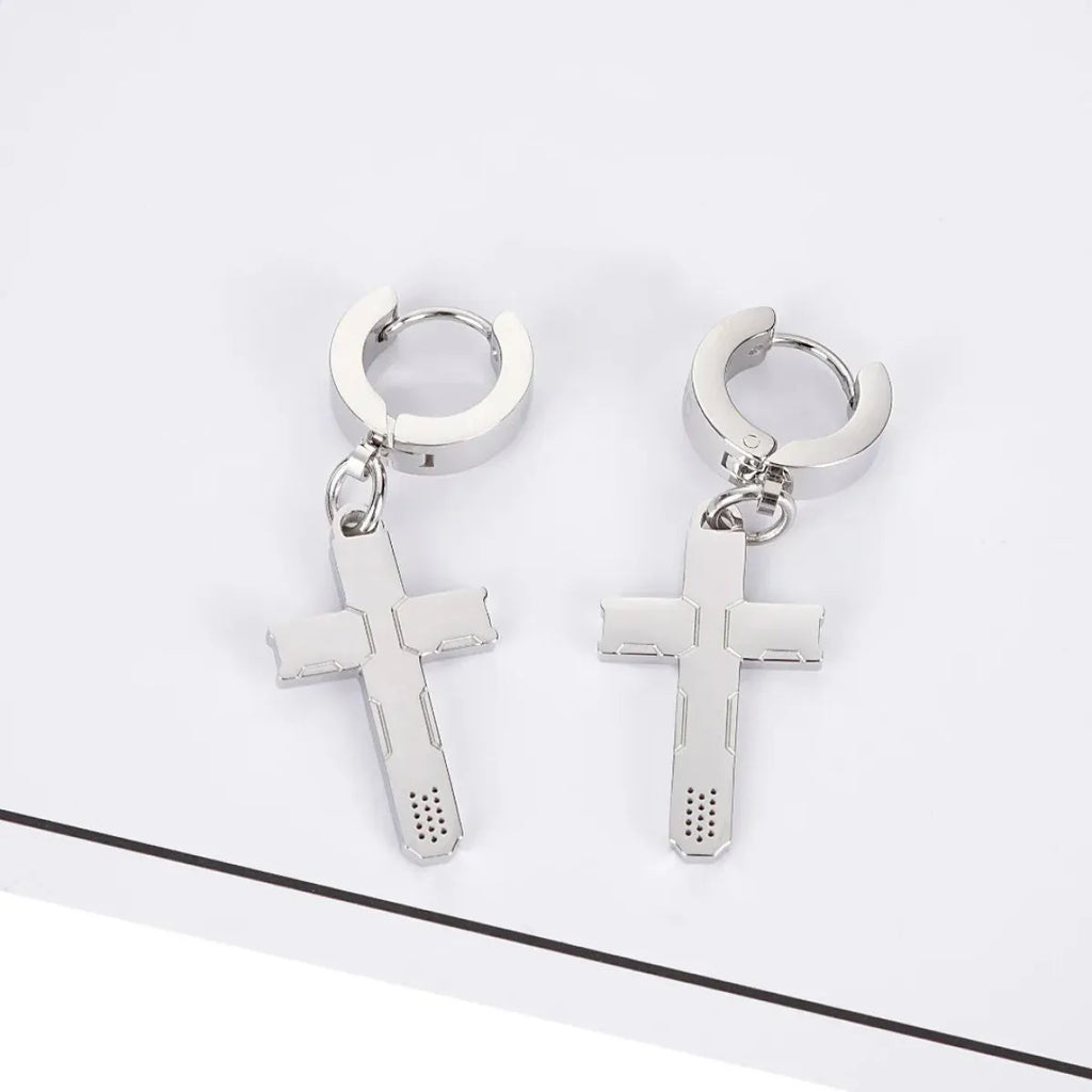 CRX-20 Stainless Steel Cross Earrings - T-Shirts - Earrings - 5