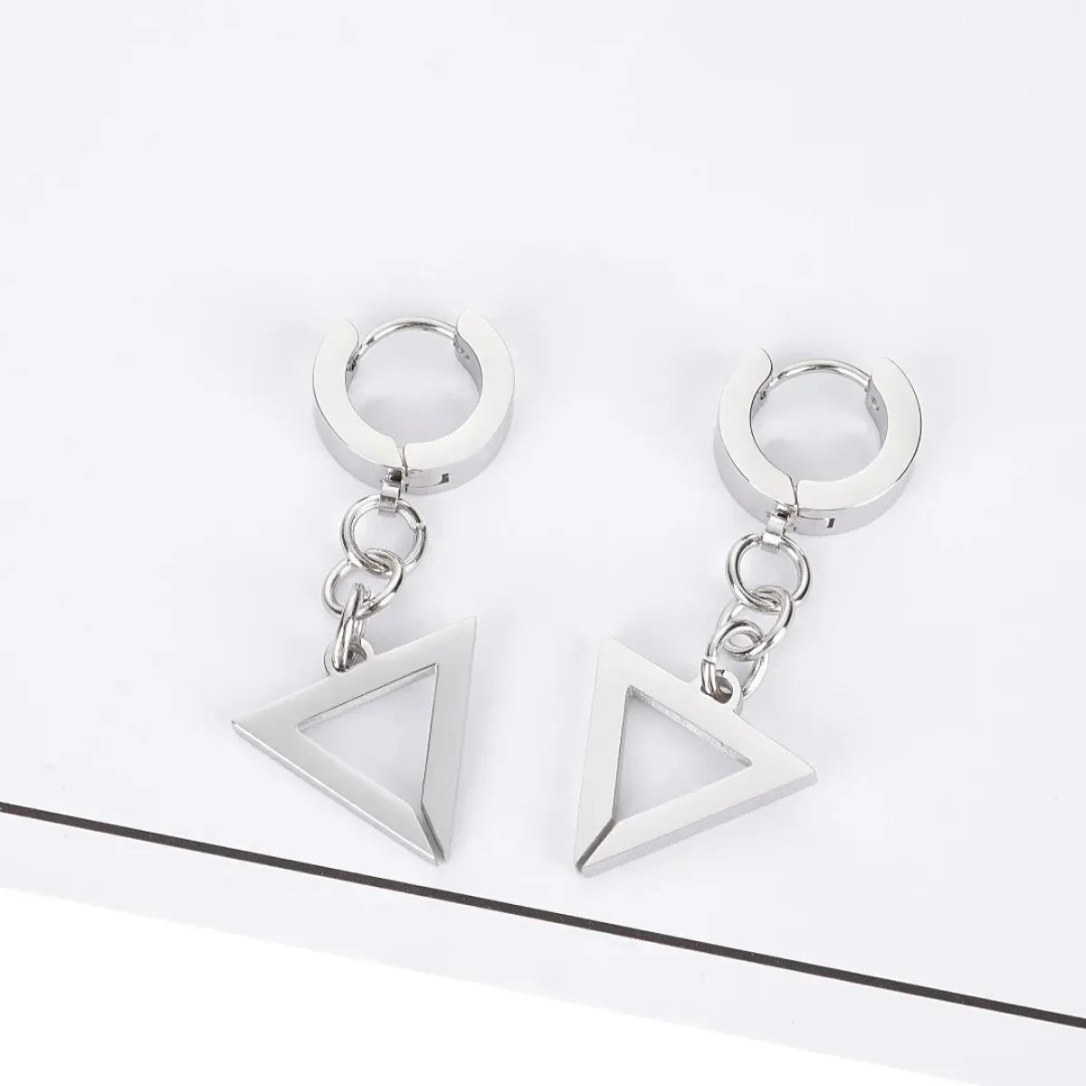 TR-08 Stainless Steel Triangle Earrings - T-Shirts - Earrings - 5