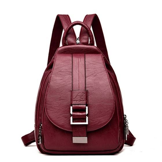 Leather Backpack for Women - Red - Women’s Clothing & Accessories - Backpacks - 34 - 2024
